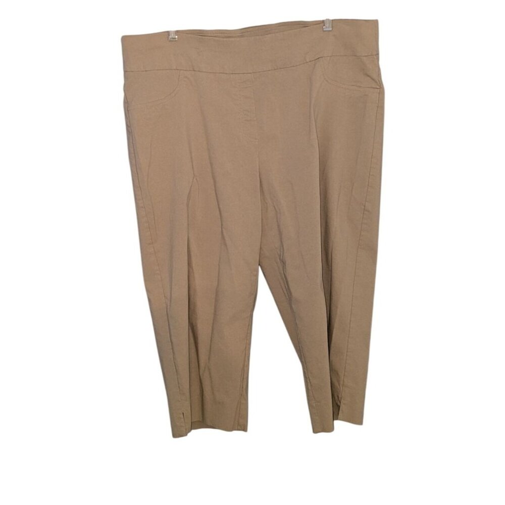 Ruby Rd. Womens Plus Size 24W Khaki Pants With Elastic Waist & Pockets